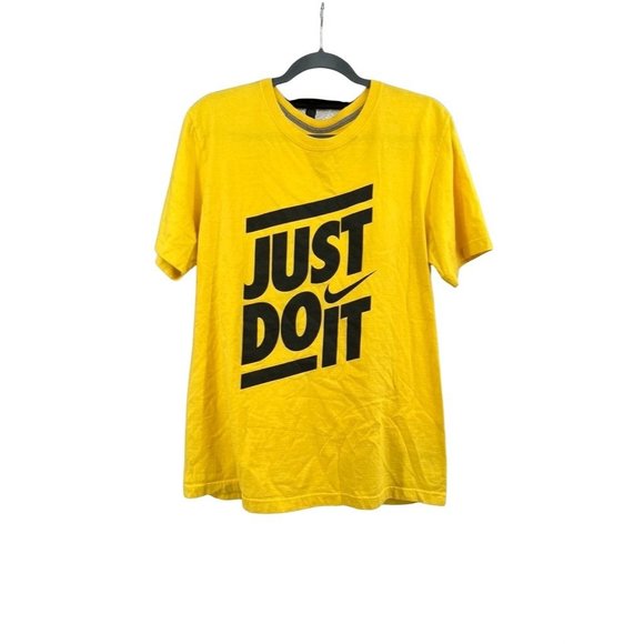 Nike Vintage Style Tee Size  Large Womens Yellow Just Do It Logo - Picture 1 of 7